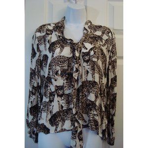 H & M Novelty Cat Feline Printed Blouse Size 4